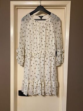 Simply Vera Vera Wang White Floral Mini Dress with Ruffles